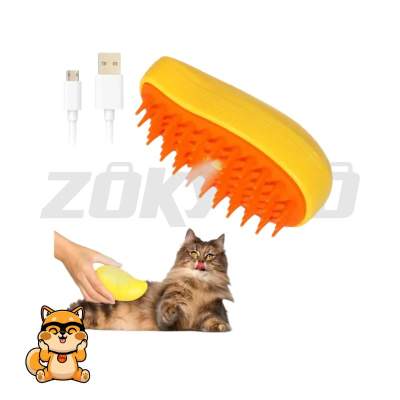 Cepillo mascotas vapor 3 en naranja